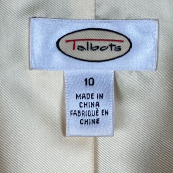 Talbots Women's Sz 10 Yellow Tweed Blazer Jacket 2 Button Long Sleeve Pockets - Picture 6 of 10